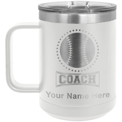 15oz Vacuum Insulated Coffee Mug, Baseball Coach, Personalized Engraving Included