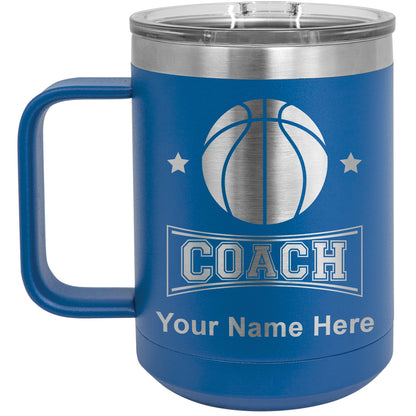 15oz Vacuum Insulated Coffee Mug, Basketball Coach, Personalized Engraving Included