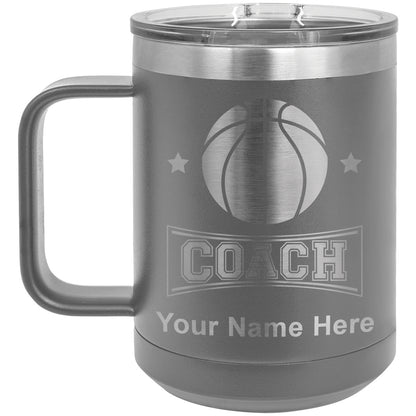 15oz Vacuum Insulated Coffee Mug, Basketball Coach, Personalized Engraving Included