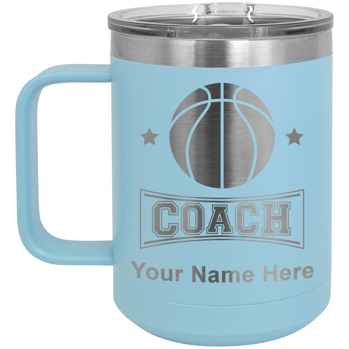 15oz Vacuum Insulated Coffee Mug, Basketball Coach, Personalized Engraving Included