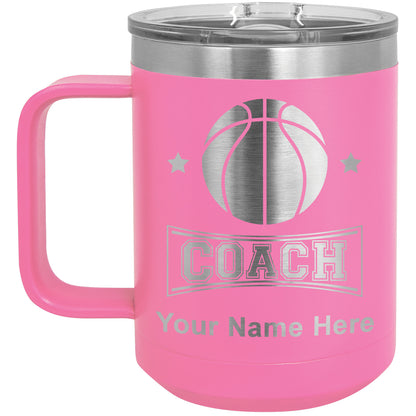 15oz Vacuum Insulated Coffee Mug, Basketball Coach, Personalized Engraving Included