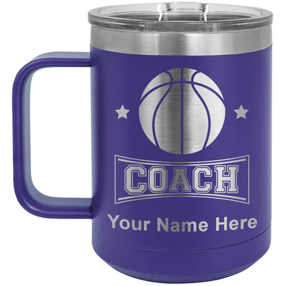 15oz Vacuum Insulated Coffee Mug, Basketball Coach, Personalized Engraving Included