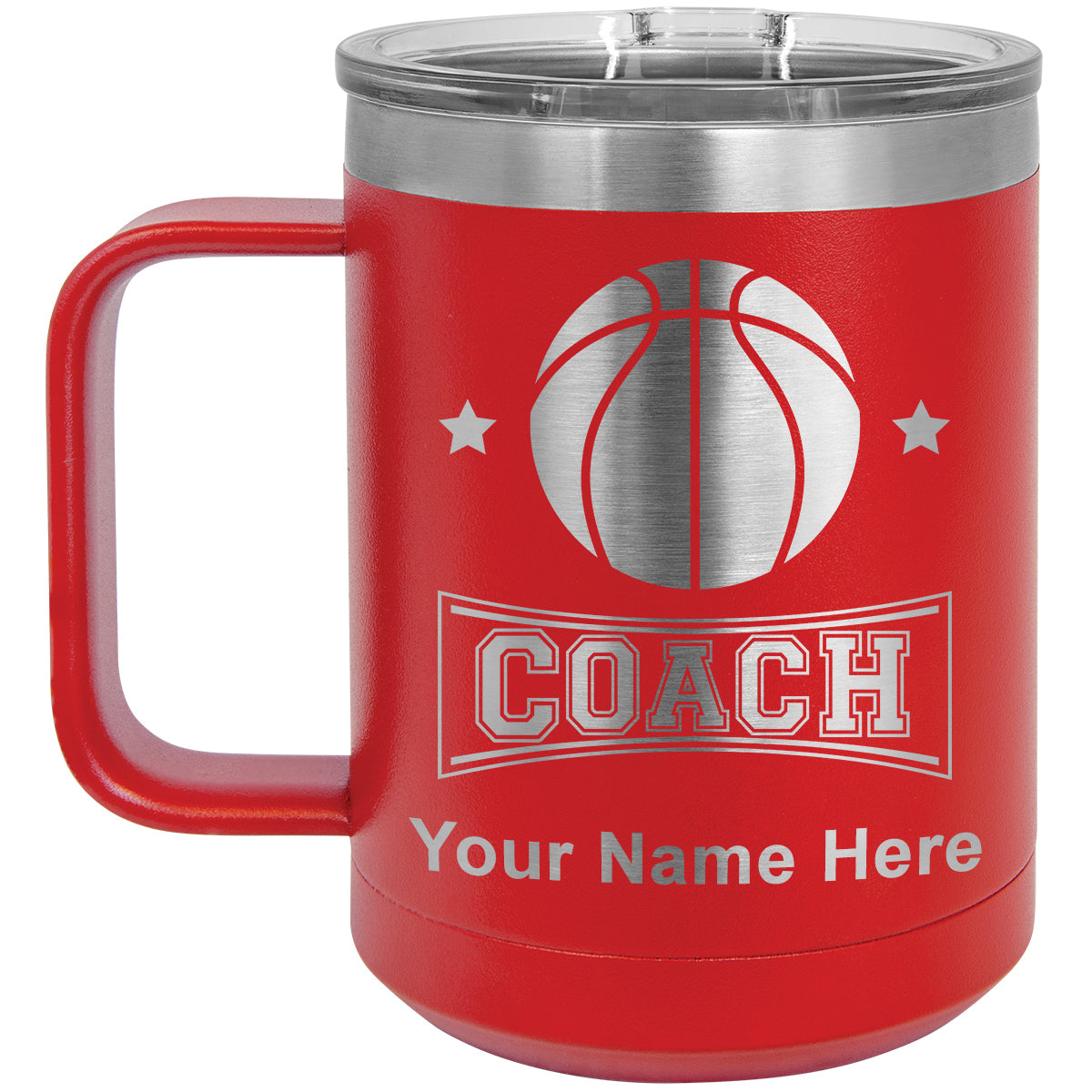 15oz Vacuum Insulated Coffee Mug, Basketball Coach, Personalized Engraving Included