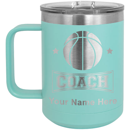 15oz Vacuum Insulated Coffee Mug, Basketball Coach, Personalized Engraving Included