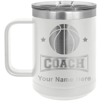 15oz Vacuum Insulated Coffee Mug, Basketball Coach, Personalized Engraving Included