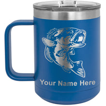 Load image into Gallery viewer, 15oz Vacuum Insulated Coffee Mug, Bass Fish, Personalized Engraving Included
