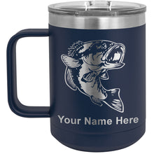 Load image into Gallery viewer, 15oz Vacuum Insulated Coffee Mug, Bass Fish, Personalized Engraving Included
