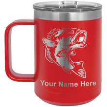 Load image into Gallery viewer, 15oz Vacuum Insulated Coffee Mug, Bass Fish, Personalized Engraving Included
