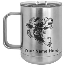 Load image into Gallery viewer, 15oz Vacuum Insulated Coffee Mug, Bass Fish, Personalized Engraving Included
