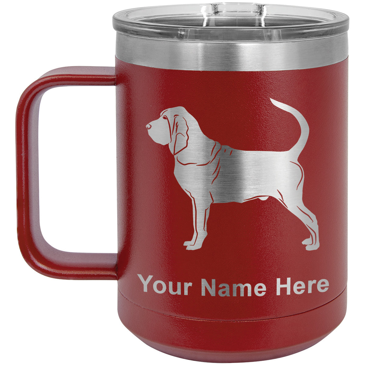15oz Vacuum Insulated Coffee Mug, Bloodhound Dog, Personalized Engraving Included
