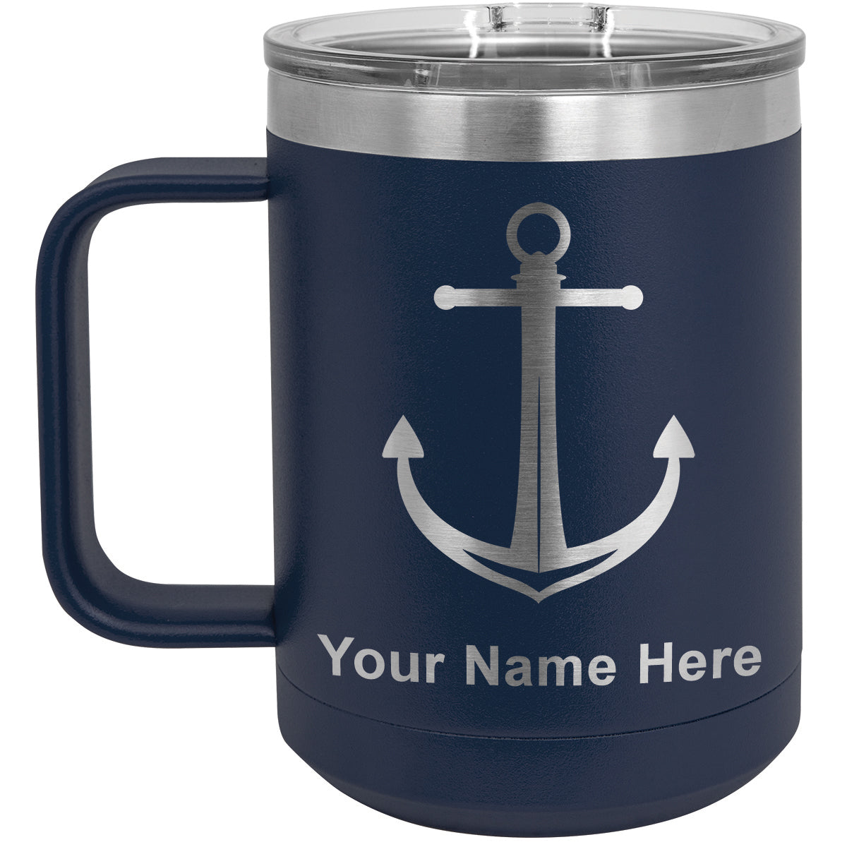 15oz Vacuum Insulated Coffee Mug, Boat Anchor, Personalized Engraving Included