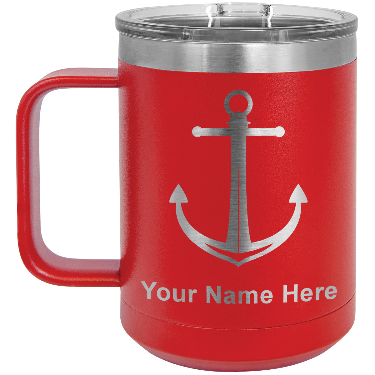 15oz Vacuum Insulated Coffee Mug, Boat Anchor, Personalized Engraving Included