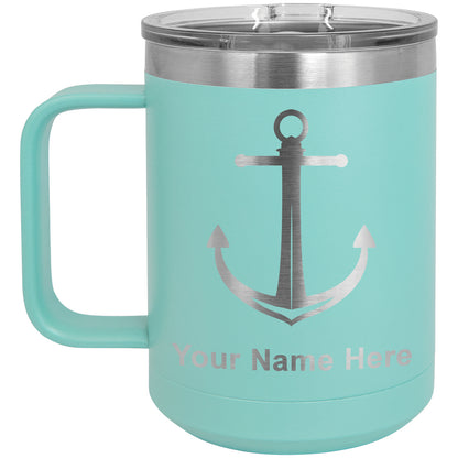 15oz Vacuum Insulated Coffee Mug, Boat Anchor, Personalized Engraving Included