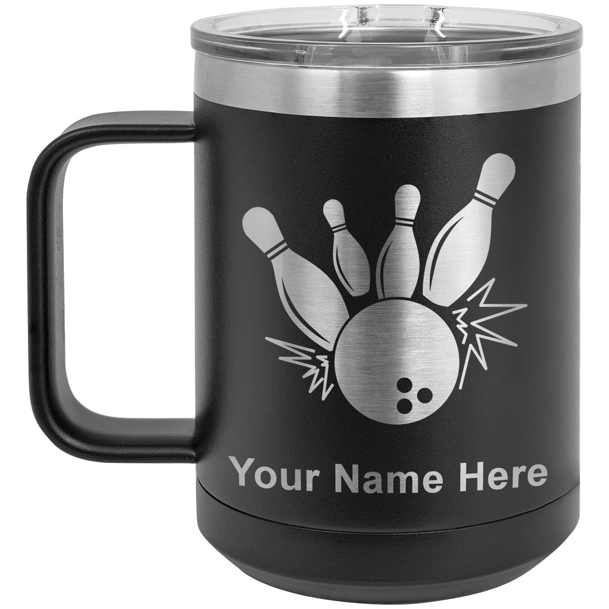 Personalized Insulated Coffee Mug with Lid - 12 oz -Customize with Name or  Text - Custom Travel Cup