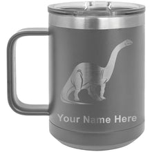Load image into Gallery viewer, 15oz Vacuum Insulated Coffee Mug, Brontosaurus Dinosaur, Personalized Engraving Included
