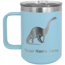 Load image into Gallery viewer, 15oz Vacuum Insulated Coffee Mug, Brontosaurus Dinosaur, Personalized Engraving Included
