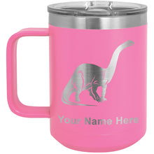 Load image into Gallery viewer, 15oz Vacuum Insulated Coffee Mug, Brontosaurus Dinosaur, Personalized Engraving Included
