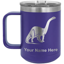 Load image into Gallery viewer, 15oz Vacuum Insulated Coffee Mug, Brontosaurus Dinosaur, Personalized Engraving Included
