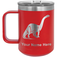 Load image into Gallery viewer, 15oz Vacuum Insulated Coffee Mug, Brontosaurus Dinosaur, Personalized Engraving Included
