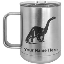 Load image into Gallery viewer, 15oz Vacuum Insulated Coffee Mug, Brontosaurus Dinosaur, Personalized Engraving Included
