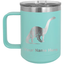 Load image into Gallery viewer, 15oz Vacuum Insulated Coffee Mug, Brontosaurus Dinosaur, Personalized Engraving Included
