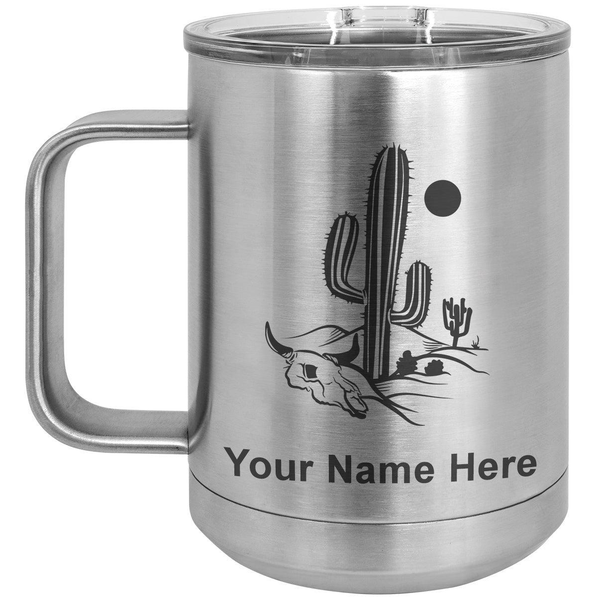 15oz Vacuum Insulated Coffee Mug, Cactus, Personalized Engraving Included
