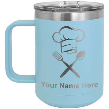 15oz Vacuum Insulated Coffee Mug, Chef Hat, Personalized Engraving Included