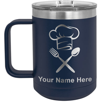 15oz Vacuum Insulated Coffee Mug, Chef Hat, Personalized Engraving Included