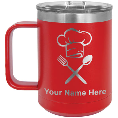 15oz Vacuum Insulated Coffee Mug, Chef Hat, Personalized Engraving Included