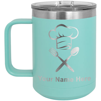 15oz Vacuum Insulated Coffee Mug, Chef Hat, Personalized Engraving Included