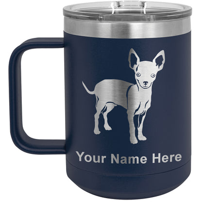 15oz Vacuum Insulated Coffee Mug, Chihuahua Dog, Personalized Engraving Included