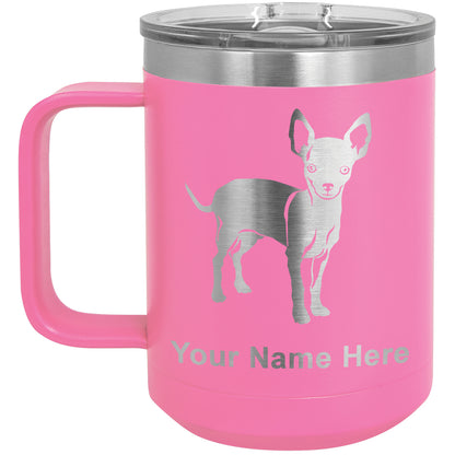 15oz Vacuum Insulated Coffee Mug, Chihuahua Dog, Personalized Engraving Included