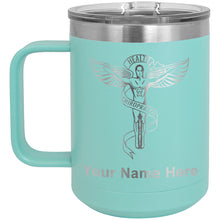 Load image into Gallery viewer, 15oz Vacuum Insulated Coffee Mug, Chiropractic Symbol, Personalized Engraving Included
