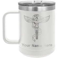 Load image into Gallery viewer, 15oz Vacuum Insulated Coffee Mug, Chiropractic Symbol, Personalized Engraving Included
