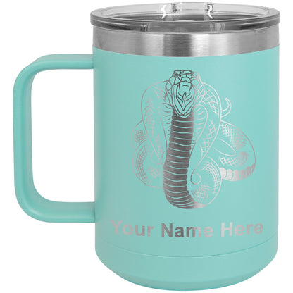 15oz Vacuum Insulated Coffee Mug, Cobra Snake, Personalized Engraving Included