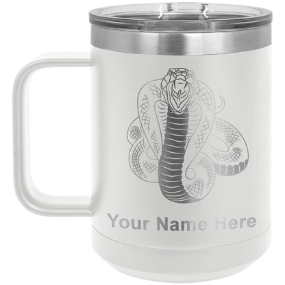 15oz Vacuum Insulated Coffee Mug, Cobra Snake, Personalized Engraving Included