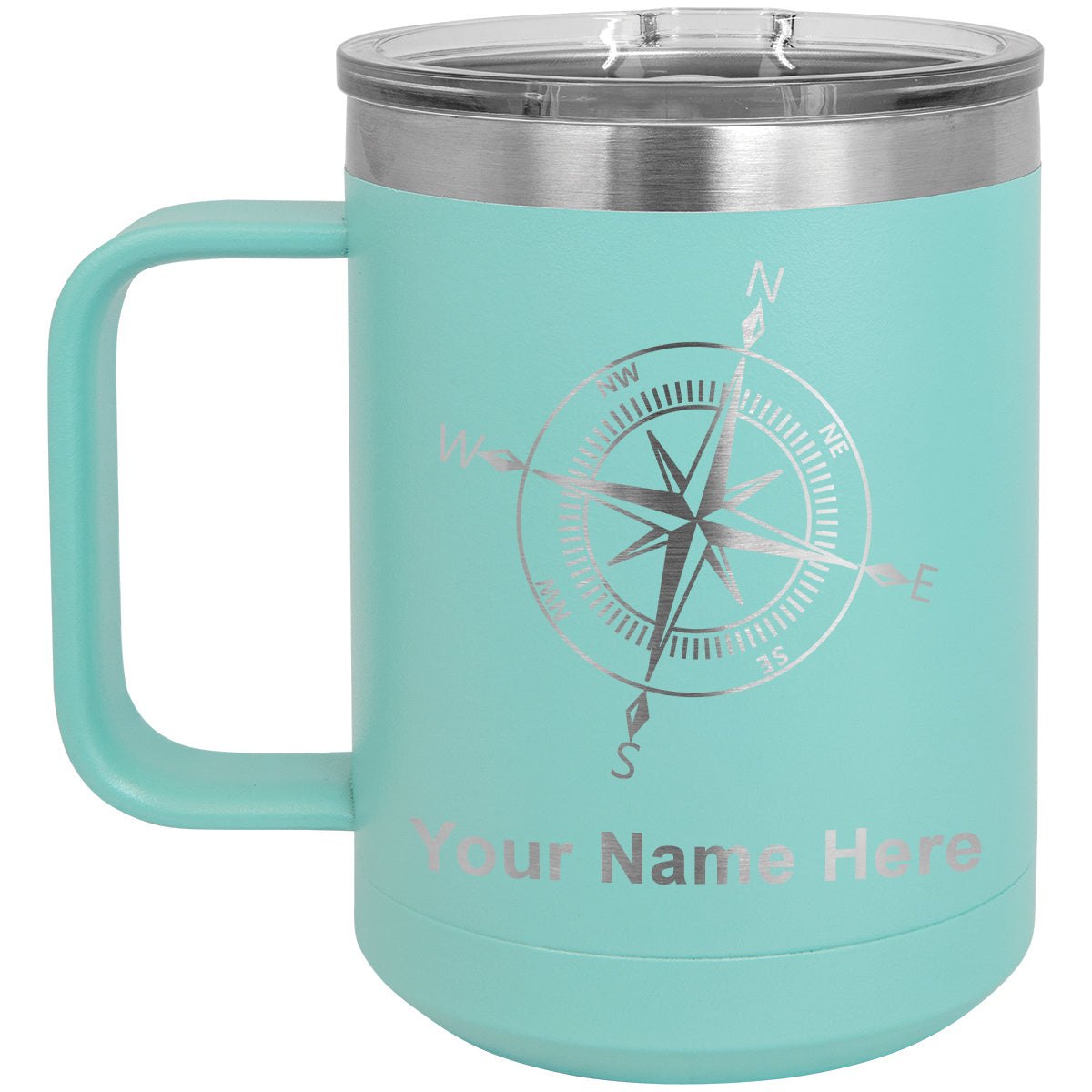 Personalized Floral Travel Mug With Handle and Lid / Insulated