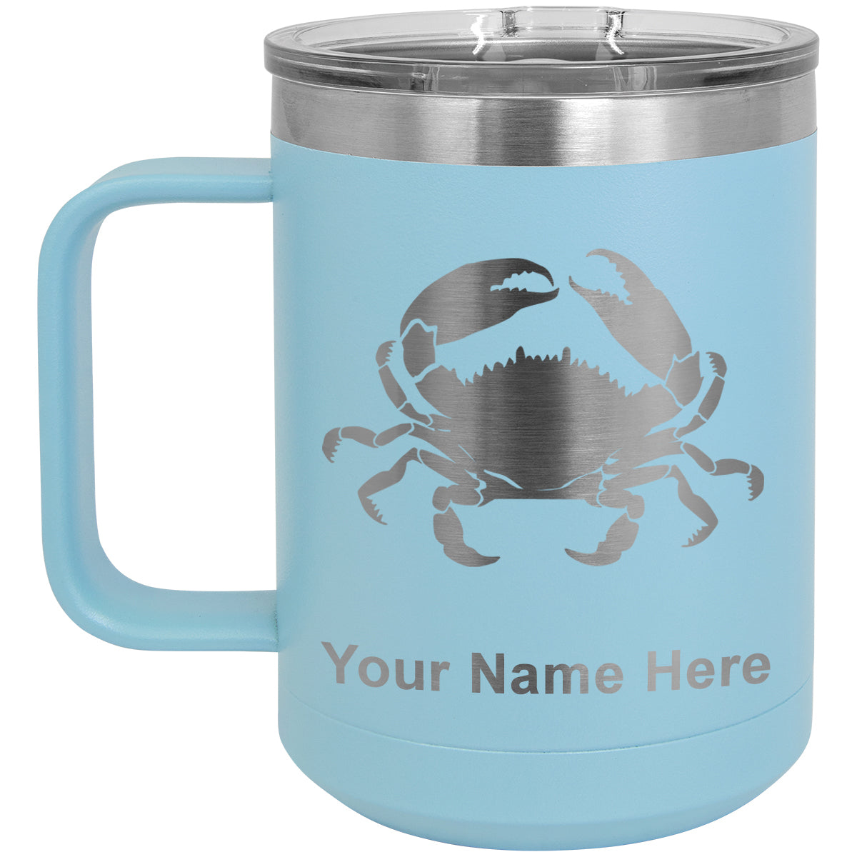 15oz Vacuum Insulated Coffee Mug, Crab, Personalized Engraving Included