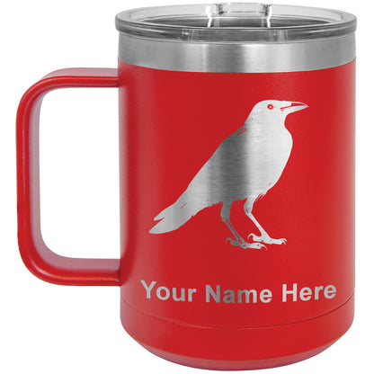 15oz Vacuum Insulated Coffee Mug, Crow, Personalized Engraving Included