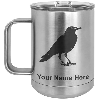 15oz Vacuum Insulated Coffee Mug, Crow, Personalized Engraving Included