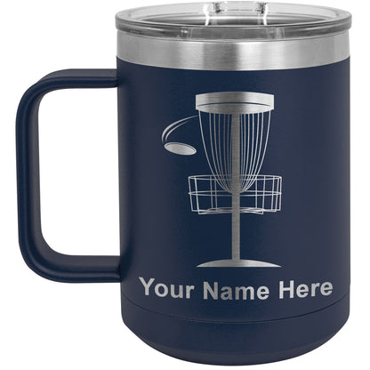 15oz Vacuum Insulated Coffee Mug, Disc Golf, Personalized Engraving Included