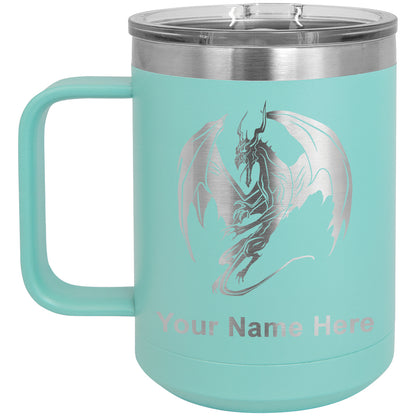 15oz Vacuum Insulated Coffee Mug, Dragon, Personalized Engraving Included