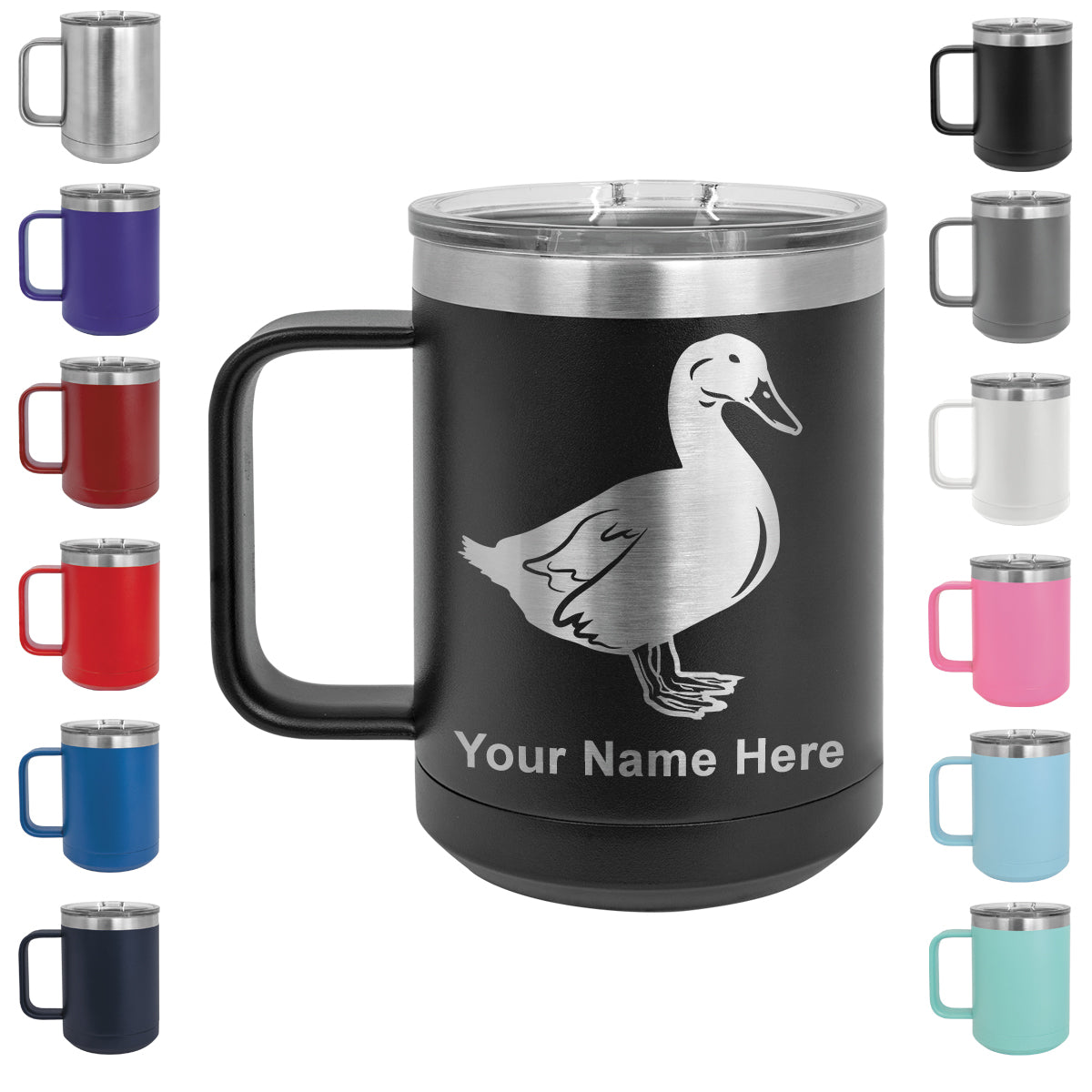 15oz Vacuum Insulated Coffee Mug, Duck, Personalized Engraving Included