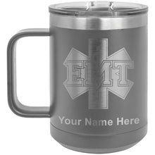 Load image into Gallery viewer, 15oz Vacuum Insulated Coffee Mug, EMT Emergency Medical Technician, Personalized Engraving Included
