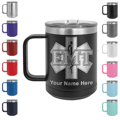 15oz Vacuum Insulated Coffee Mug, EMT Emergency Medical Technician, Personalized Engraving Included