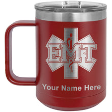 Load image into Gallery viewer, 15oz Vacuum Insulated Coffee Mug, EMT Emergency Medical Technician, Personalized Engraving Included
