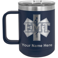 Load image into Gallery viewer, 15oz Vacuum Insulated Coffee Mug, EMT Emergency Medical Technician, Personalized Engraving Included
