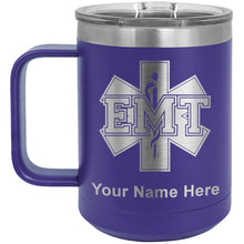 Load image into Gallery viewer, 15oz Vacuum Insulated Coffee Mug, EMT Emergency Medical Technician, Personalized Engraving Included
