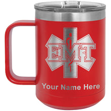 Load image into Gallery viewer, 15oz Vacuum Insulated Coffee Mug, EMT Emergency Medical Technician, Personalized Engraving Included

