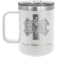Load image into Gallery viewer, 15oz Vacuum Insulated Coffee Mug, EMT Emergency Medical Technician, Personalized Engraving Included
